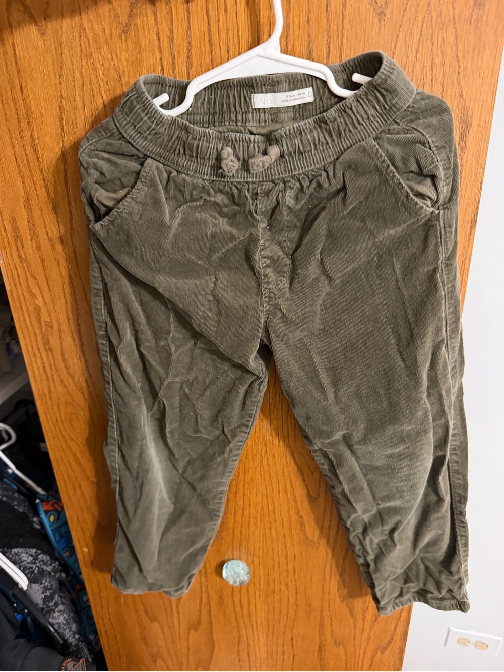 Zara Kids Corduroy Pull-On Pants - Olive Green